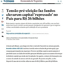 Tenso pr-eleio faz fundos elevarem capital represado no Pas para R$ 36 bilhes